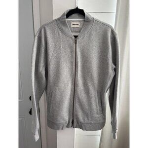 Taylor Stitch Sweatshirt Mens XL Gray Full Zip Fleece Bomber Jacket Pockets